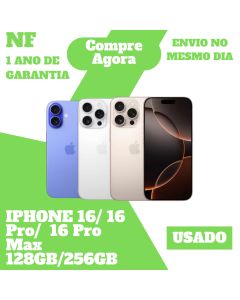 Usado: Apple iPhone 16 16 Pro 16 Pro Max 128GB 256GB 512GB 1TB Desbloqueado 1 Ano de Garantia