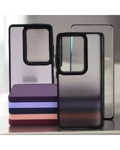 Capa Fosca Borda Colorida Para Note 13 Pro 4G/Poco M6 Pro 4G com Película Vidro 3D