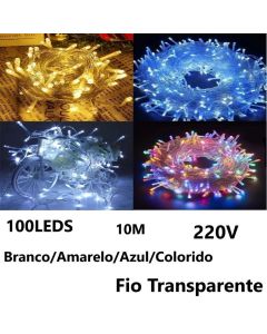 Pisca Pisca 10M 100 Leds 220V 8 Funções Fio Transparente Luz De Natal Forte Iluminação