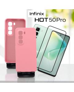 Capa Silicone Com Pelicula de Vidro 3D Compatível Para INFINIX HOT 50 PRO