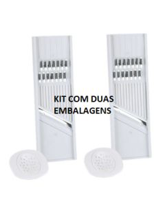 OFERTA KIT 2 Conjuntos Cortador Descascador E Apoiador Para Legumes Branco Keita Dupla Face Multiuso Universal