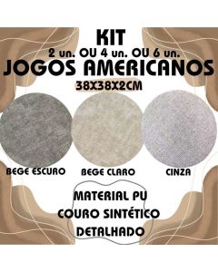 Kit Jogo Americano 2 ou 4 ou 6 Un. Cores Bege Escuro Ou Claro E Cinza 38x38x2cm Jantar Decoração