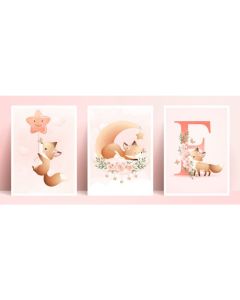Quadro decorativo infantil personalizado com nome da criança raposa inicial do nome lindo bonito top