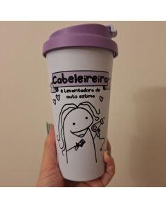 Copo de Viagem Profissões 400ml|Tampa Antivazamento|Presente Criativo-cabelereira-Flork Bentô Profissões
