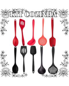 Kit 5 Ou 4 Peças De Silicone Concha Espátula Colher Escumadeira Espátula Vazada Para Cozinha