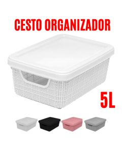 Conjunto 4 Peças Cesto Caixa Organizador 5L 28,5x18x11 Jogo De Organizadores Domésticos