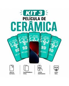 Kit 3 Peliculas de Gel Cerâmica Natural 9D Hidrogel Flexivel iPhone 11 12 13 14 15 16 Plus Pro Max