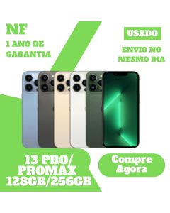 Usado: Apple iPhone 13 Pro 13 Pro Max 128GB 256GB 512GB Desbloqueado 1 ano de Garantia