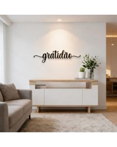 Quadro Decorativo para parede Gratidão  em MDF Preto 3mm - acompanha dupla face