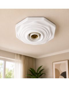 Plafon Plafonier Octagonal Decorativo Branco Soquete E27 Para Teto Luminária Lâmpada até 100W Globo Center