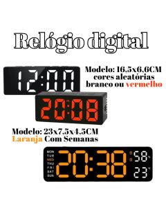 Relogio Digital 23x7,5x4,5Cm Ou 16,5x6,6CM Luminoso Alarme USB De Mesa Led Semanal