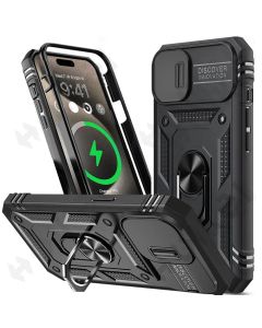 Capa Para iPhone 15 14 13 12 11 ProMax XR 8 7 Plus Proteção Da Armadura De Grau Militar De Câmera 360 Graus Rotate Armor