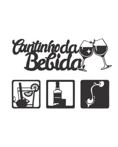 Kit Cantinho da Bebida 4 Peças  mdf 3mm acompanha dupla face