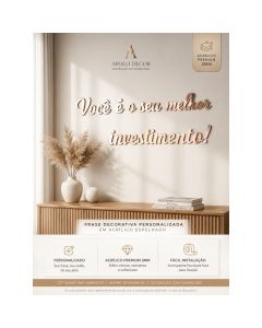 Frase Decorativa Personalizada em Acrílico Espelhado 3mm para Parede | Nome, Frases e Versículos