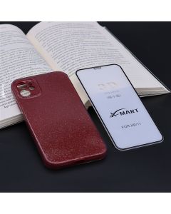 Capa Colorida com Brilho para IPhon 11 Com Película de Vidro 3D