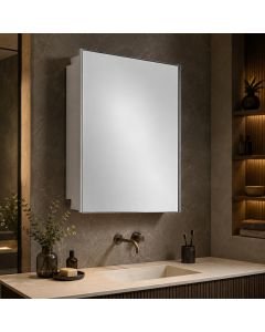 Armário Banheiro Com Espelho Astra A43 Branco Embutir Sobrepor 44x35cm Organizador