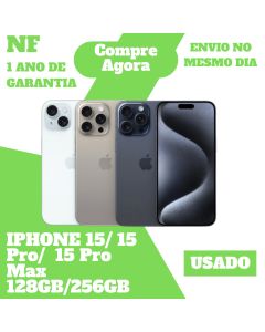 Usado: Apple iPhone 15 15 Pro 15 Pro Max 128GB 256GB 512GB 1TB Desbloqueado 1 Ano de Garantia