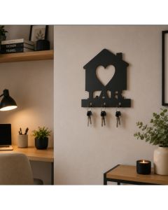 Quadro Decorativo Porta Chaves Lar MDF 3mm Preto Fosco