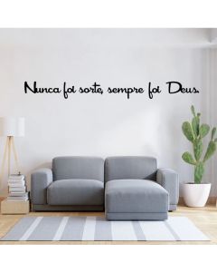 Quadro Decorativo Religioso Frase Nunca foi sorte sempre foi Deus MDF 3mm Preto Fosco