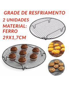 Kit 2 Grades De Resfriamento 29X1,7CM Antiaderente De Ferro Para Alimentos Bolo Resfriar Clink