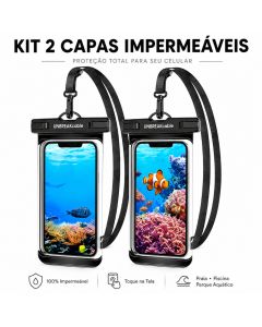 Kit 2 Capas Bolsas Prova Dagua Impermeavel Universal Transparente Celular Protegido