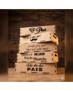 Mini Cesta Kit 5 Und Dia dos Pais Bandeja MDF 10x15 Lembrancinha para Pai Presente Café da Manhã Decorada