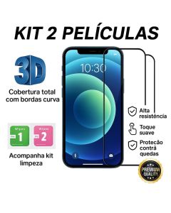 Kit 2 Pelicula de Vidro Temperado 3D Película Iphone 11 12 13 14 15 16 17 17e 18 Air Pro Max Plus