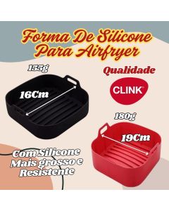 Forma De Cozimento 19x19x7,3cm Ou 16x16x7,3cm Quadrada De Silicone Para Air Fryer Com Alça