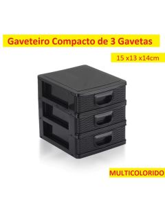 Gaveteiro 15 x13 x14cm Para Casa Mini Porta Tudo 3 Gaveta P DELTA Organizador Multiuso
