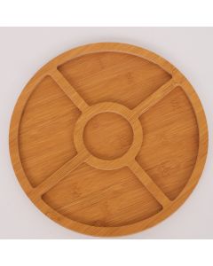 1 Gamela Redonda 29X29X1,3CM Mdf com 5 divisórias Petiscos Amendoim Churrasco Frios Aperitivos Clink