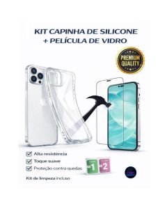 KIT 2 Película De Vidro Temperado 3D + 1 Capinha de Silicone Transparente