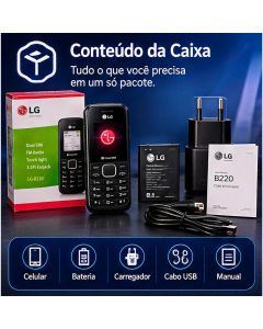 LG B220 Celular Bluetooth Original 2G 2 Chip Telefone Com Lanterna E FM Para Idoso Barato Celulares Para Presente Natal