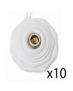 Kit 10 Plafon Decorativo Octagonal Branco C/ Soquete E Trava