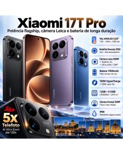 Smartphone Xiaomi 17T Pro 12GB 512GB Tela 6,83" AMOLED 144Hz Leica 50MP Bateria 7000mAh 100W HyperCharge IP68