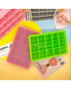Forma Forminha De Gelo 15 Cavidades 19x12Cm Com Tampa De Silicone Flexível Cozinha Geladeira Frízer