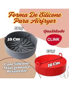 Forma Para Cozimento Redonda 19CM X 19CM X 7,7CM Ou 16CM X 16CM X 7,7CM  De Silicone Para Air Fryer