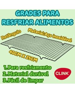 Kit 2 Ou 1 Peça Clink Grades 40cm x 25cm para Resfriar Alimentos Biscoitos Antiaderente Durável