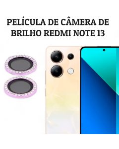 KIT (2 peças) Película câmera Diamante Para Redmi Note 13 com Strass Brilhante Brilho traseira