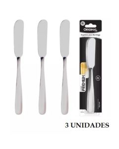 Conjunto 3 Espátulas Espátula Para Manteiga Patê E Geleia Bonito Aço Inox 15cm Original Line