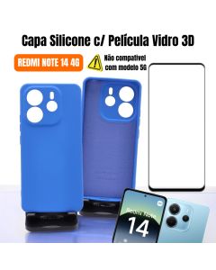 Capa Silicone com Película de Vidro 3D Para XM Redmi Note 14 4G