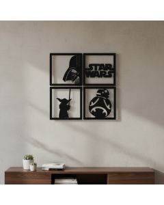 Kit Quadros Painel Decorativo Aplique Star Wars em MDF 3mm - c dupla face