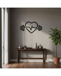 Quadro decorativo aplique de parede academia coração batimentos em mdf 3mm c/ dupla face