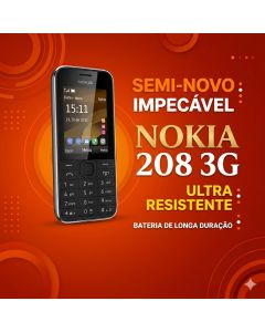 Celular Nokia 208 Semi-novo  Caixa Relíquia Nacional Dois Chips Com Câmera 3G - Pronta Entrega