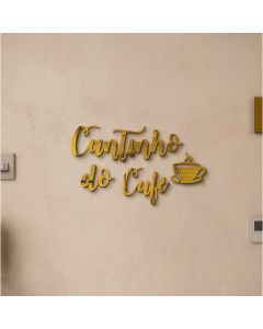 Placa Cantinho do Café Acrílico Espelhado Decoração Cozinha Parede Dourado Rose Gold Prata 41cm
