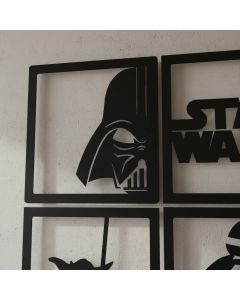 Quadro Decorativo Star Wars | em MDF Preto 20x20cm - acompanha dupla face