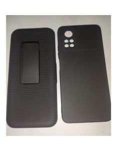 Capa Capinha + Suporte poco m4 Pro4gCinto Cintura Belt Flip Anti-impacto Xiaomi Silicone Transparente ou Preta Adaptação