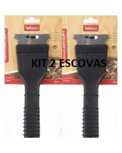 KIT 2 Escova Para Grelha Cerdas de Aço Limpa Grelha de Churrasqueira Com Raspador Multiuso Universal