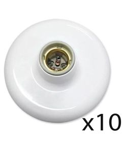 Kit 10 Plafon Plafonier Bocal Liso Soquete Lampada Branco-luminaria lustre redondo