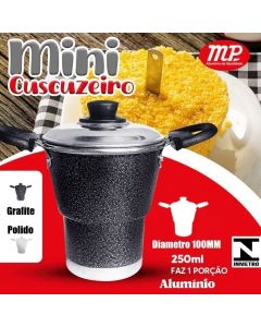 Mini Cuscuzeiro Em Alumínio Diâmetro 100MM 250ML Grafite Ou Polido MP Alumínio Facilita A Limpeza