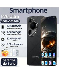 Smartphone para jogos P70 Ultra 16GB + 1024GB, 2 cartões SIM, rede 5G, Android 16